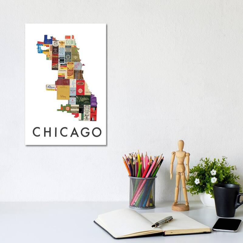 iCanvas "Chicago Matchbook" by Paper Cutz Canvas Print - 12x8x0.75