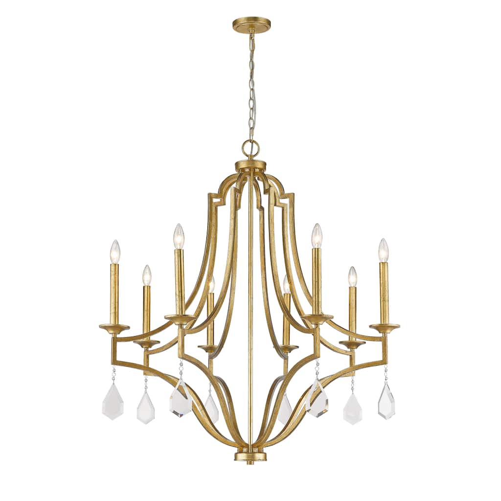 8 Lt. Transistional Gold Large Chandelier