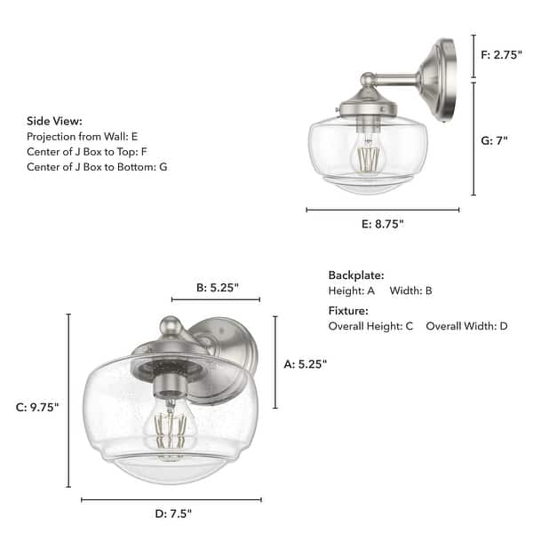 dimension image slide 3 of 4, Hunter Saddle Creek 1-Light Wall Sconce - Modern Schoolhouse, Transitional - Damp Rated!