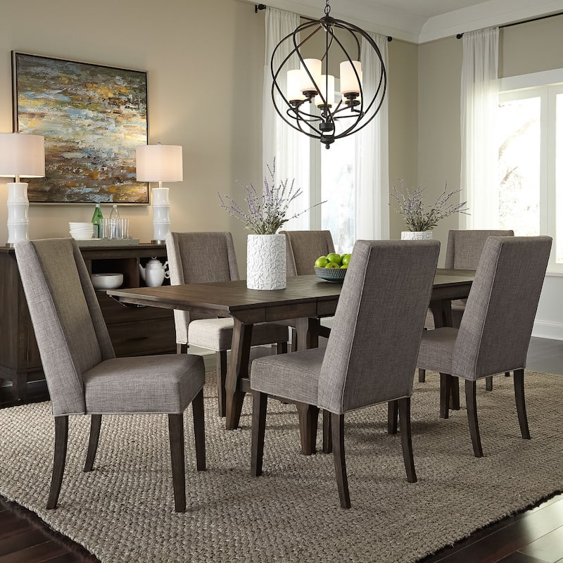 Double Bridge Dark Chestnut Opt 7 Piece Trestle Table Set - Chestnut