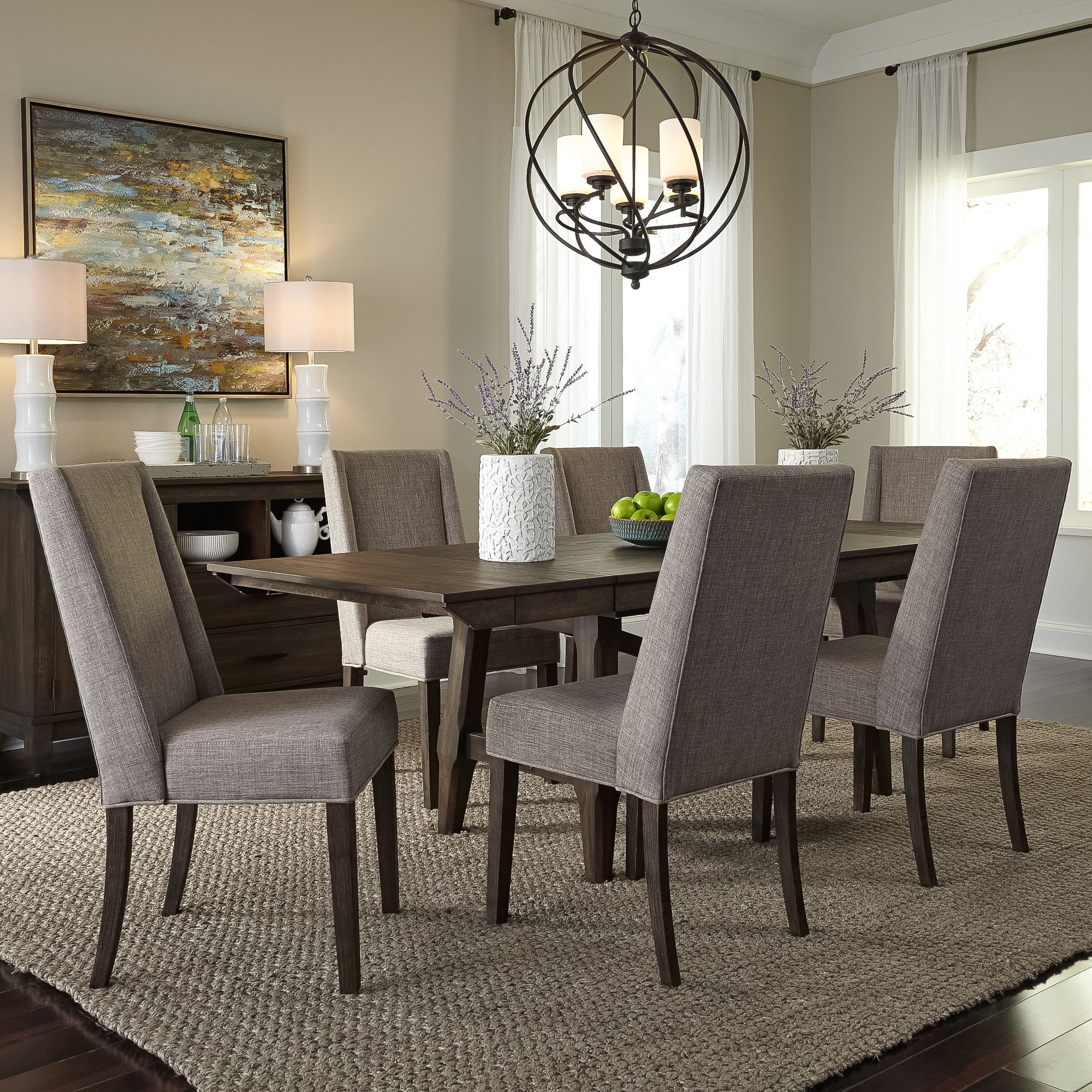 Liberty Furniture Double Bridge Opt 7 Piece Dining Set Trestle Table Chestnut