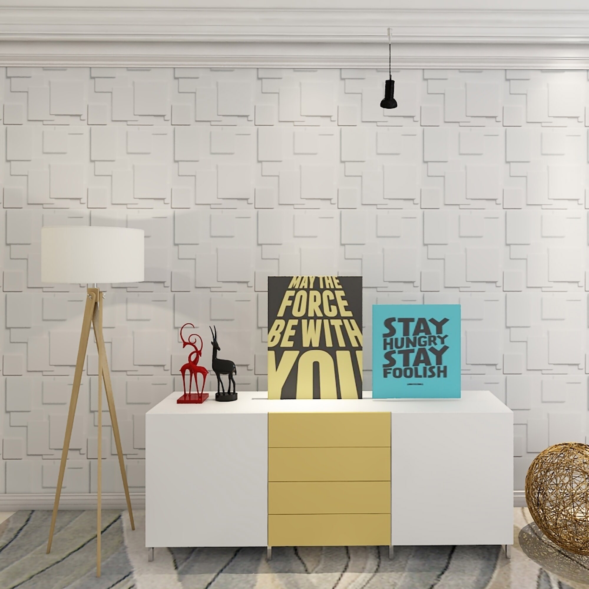 Shop Art3d 3d Wall Panels Pvc Squares Design 32 Sq Ft