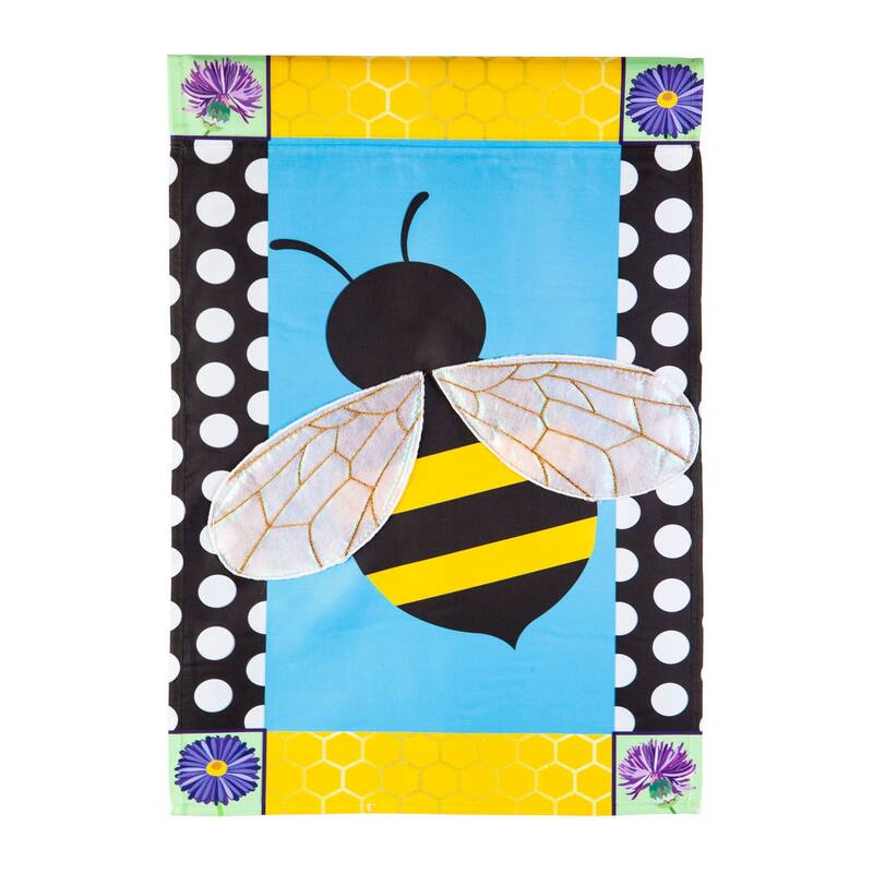 12.5 in. x 18 in. Bee with a Border Garden Applique Flag