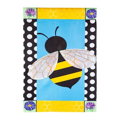 12.5 in. x 18 in. Bee with a Border Garden Applique Flag