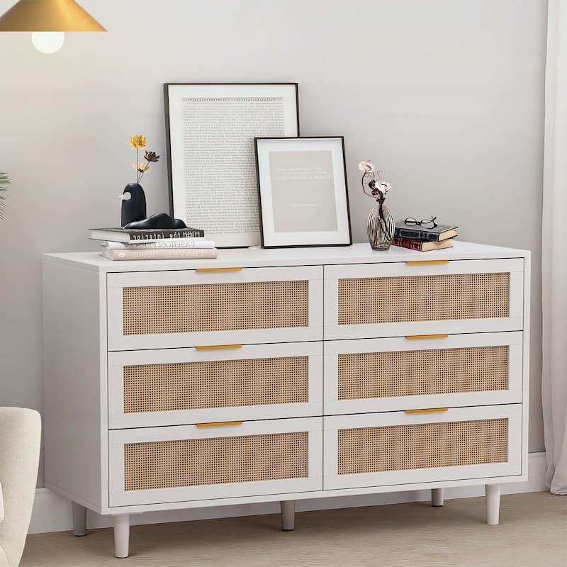 Modern 6 drawers Rattan dresser Rattan Drawer
