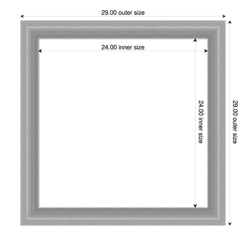 Amanti Art Peak Polished Nickel Narrow Framed Dry Erase Magnetic Board - 29 x 29 in