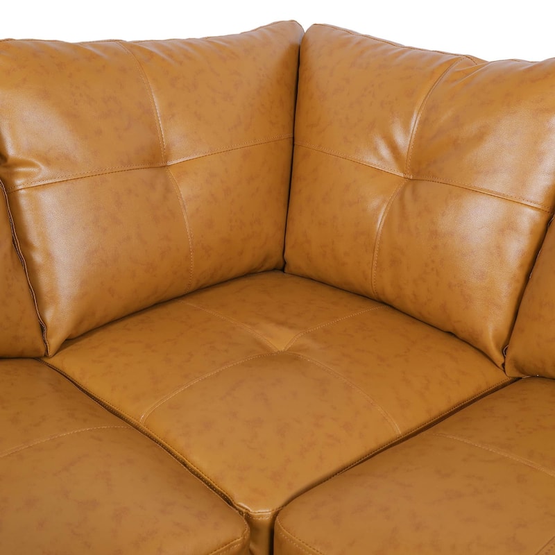 Ginger Semi PU Synthetic Leather 3-Piece Sofa Set