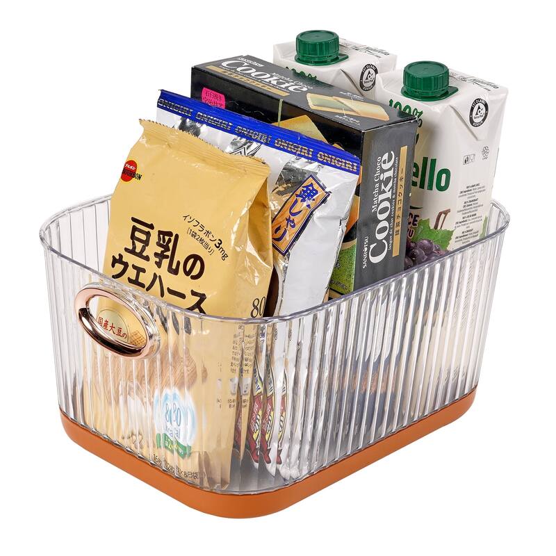 Set of 4 Plastic Storage Bins Organizers Stackable Clear Pantry Organizer Box Containers