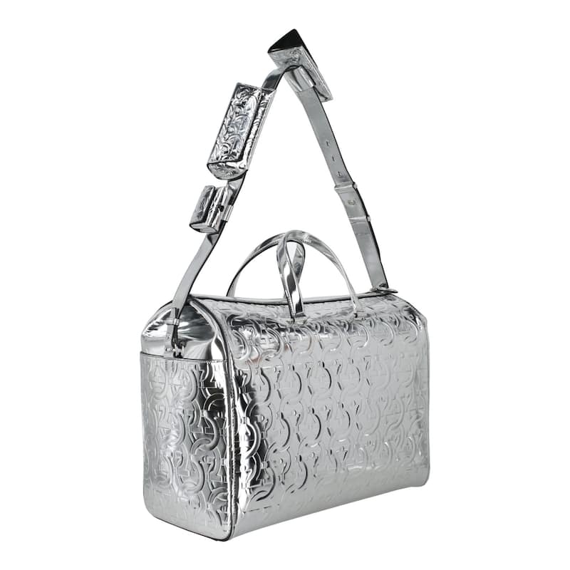 Ferragamo Brooklyn Monogram Metallic Leather Tote