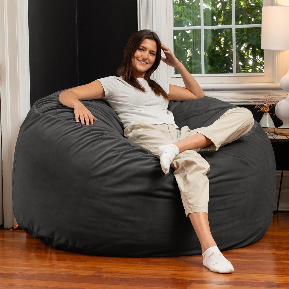 Jaxx Basics 5 Foot Large Adult Bean Bag Chair, Oversized with Filler