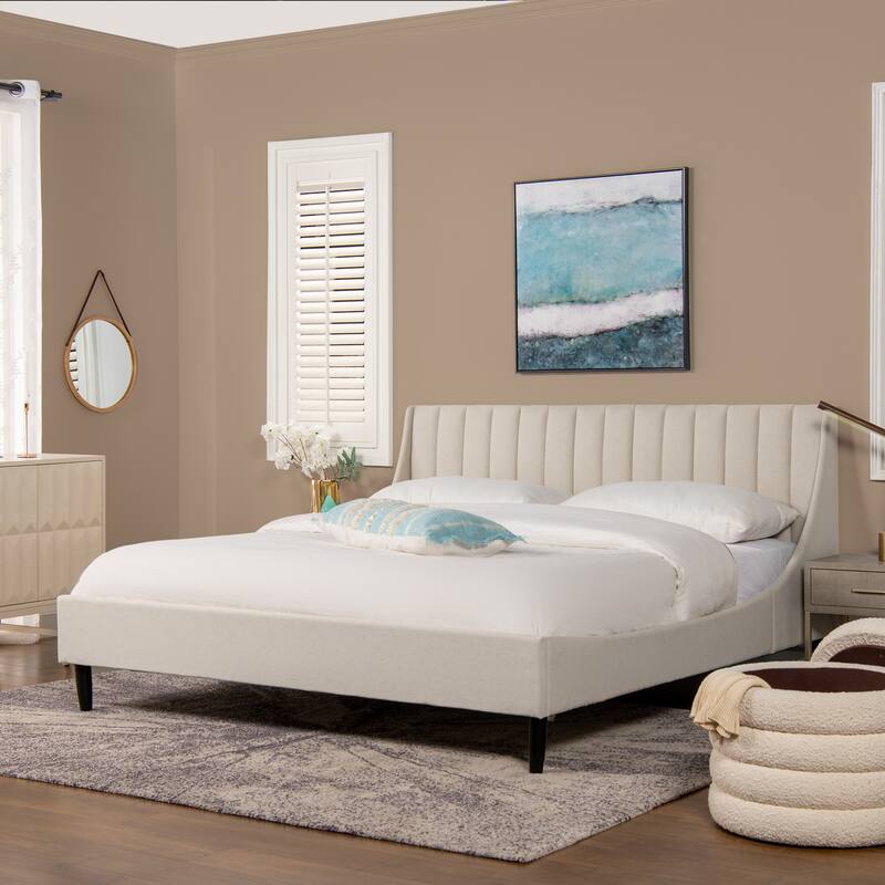 Willow Vertical Tufted Linen King Platform Bed