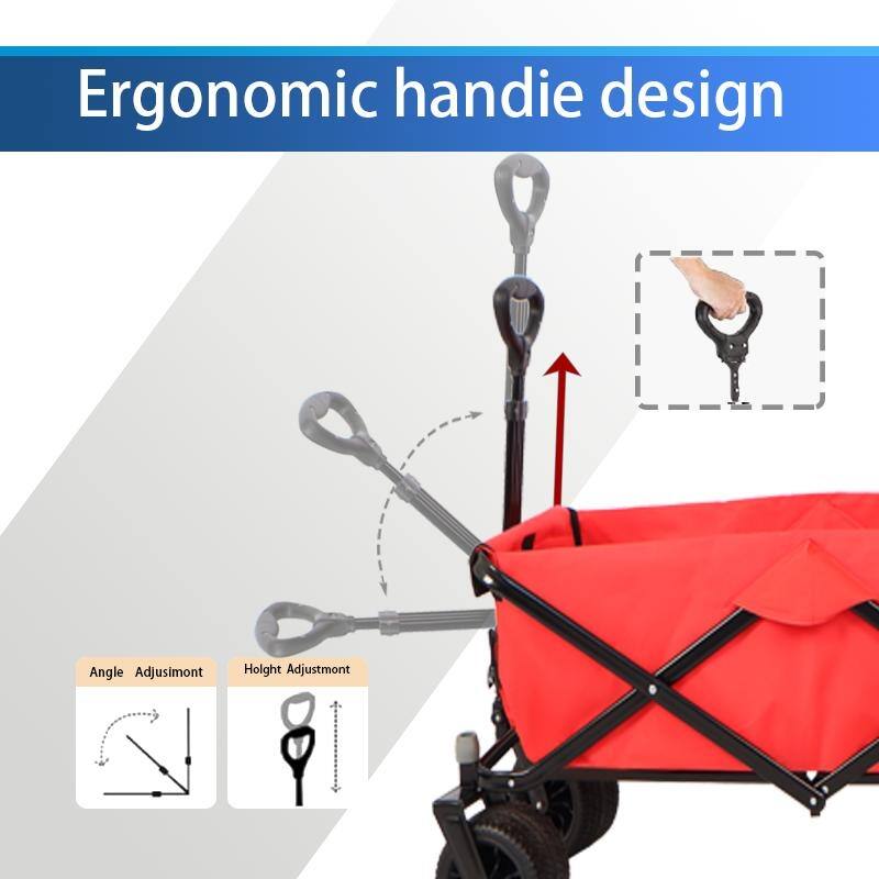 Folding Wagon with All-Terrain Wheels, 230lbs Capacity, Telescoping Handle, and Dust Cover for Beach, Outdoor, and Garden Use
