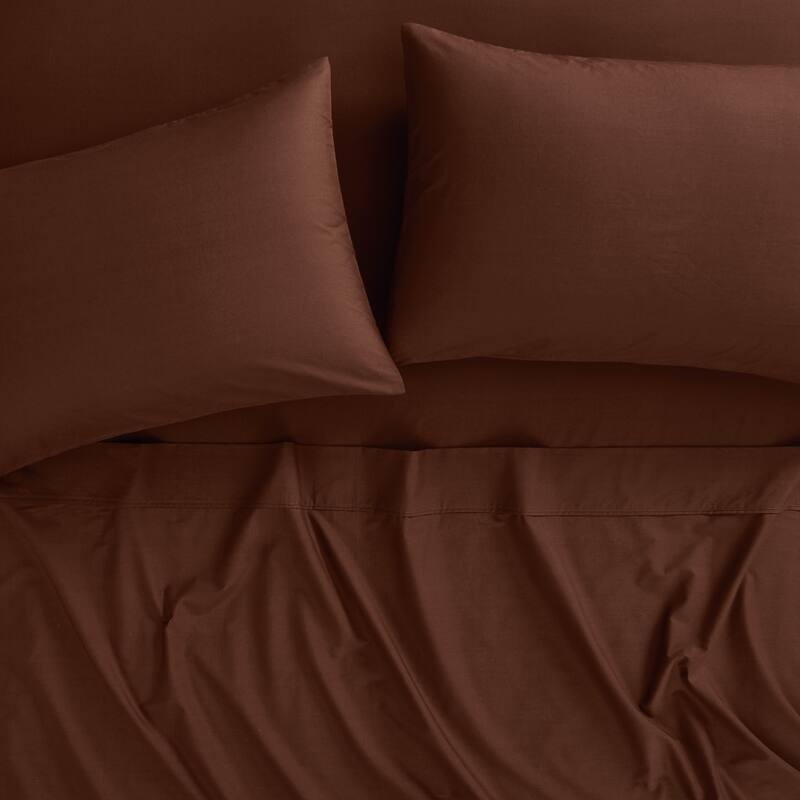Brooklyn Loom Solid Cotton Percale Bed Sheet Set