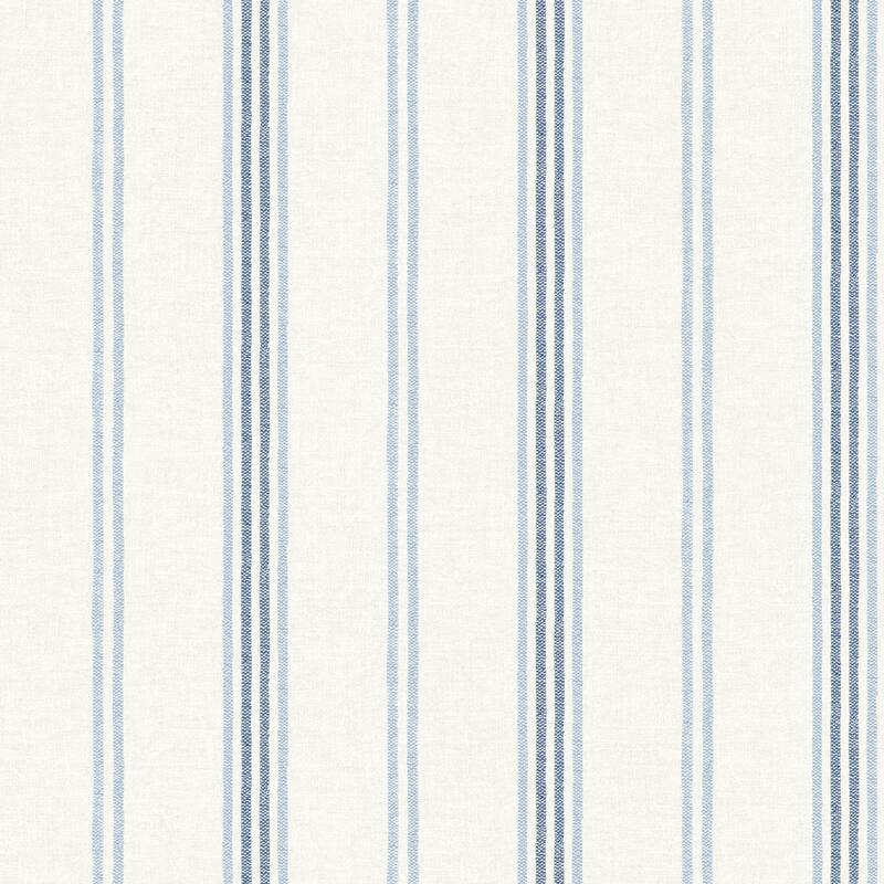Chesapeake Lovage Blue Linen Stripe Wallpaper