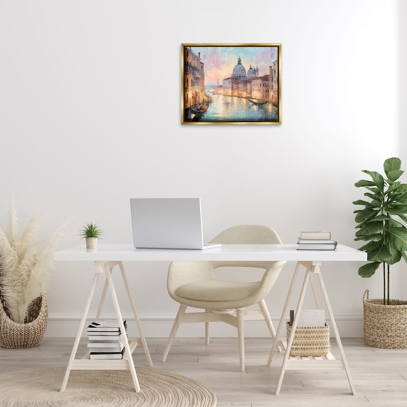Stupell Scenic Venetian Canal Framed Floater Canvas Wall Art Design By Kim Allen