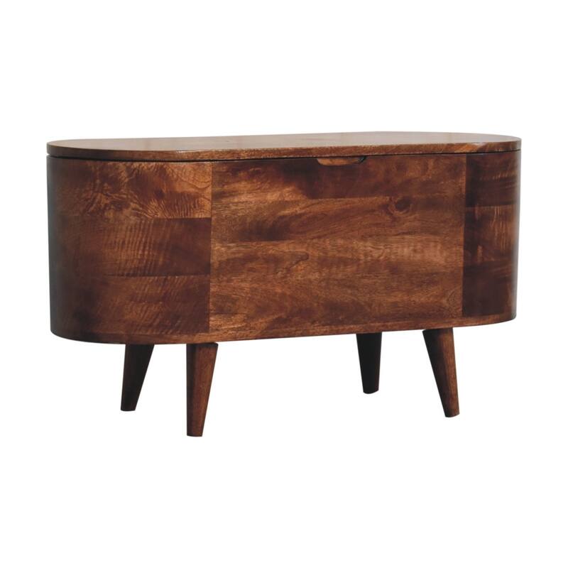 Artisan Furniture Solid Wood Honey Caramel Rounded Lid up Blanket Box, Brown, Internal Storage - N/A