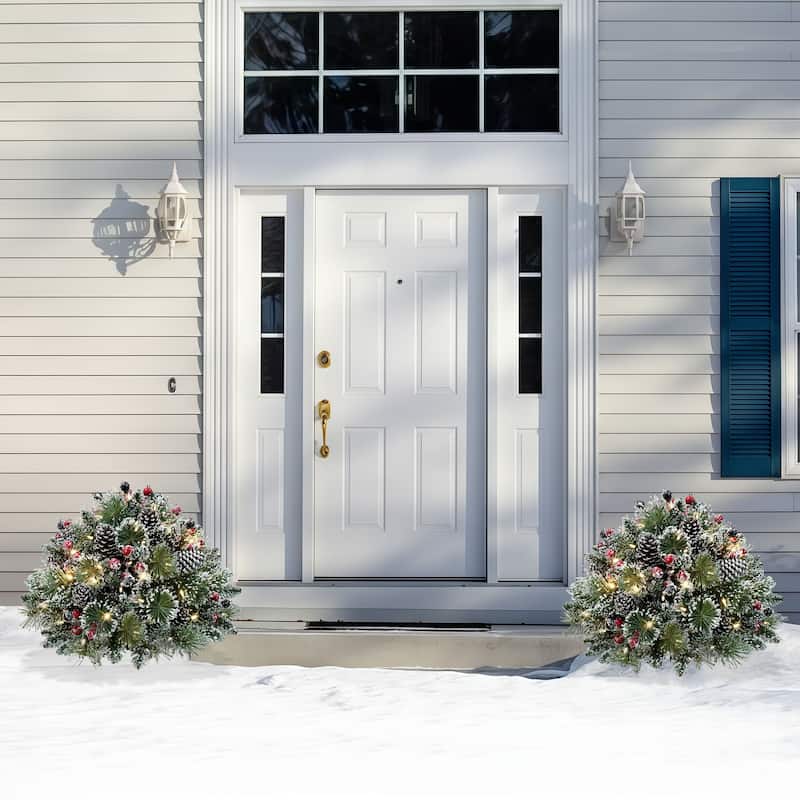 Puleo International 26" Battery-Operated Pre-Lit Urn Filler with 75 Warm White LED Lights with Timer - Green