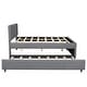 preview thumbnail 11 of 13, Full Size Upholstered Platform Bed with Trundle, Linen Upholstery, Tufted Headboard, Sturdy Frame