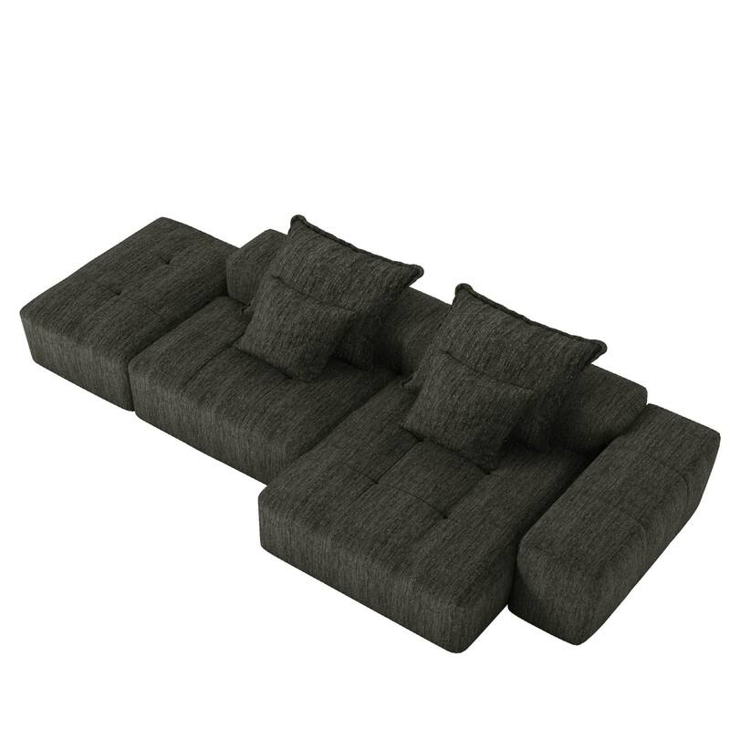 Modern 127.56" Oversized Modular Sectional Sofa with Ottoman Chenille Fabric