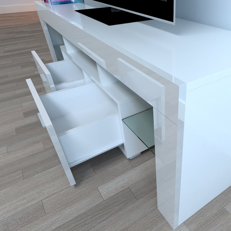 51" Household Decoration LED TV Cabinet with Two Drawers White