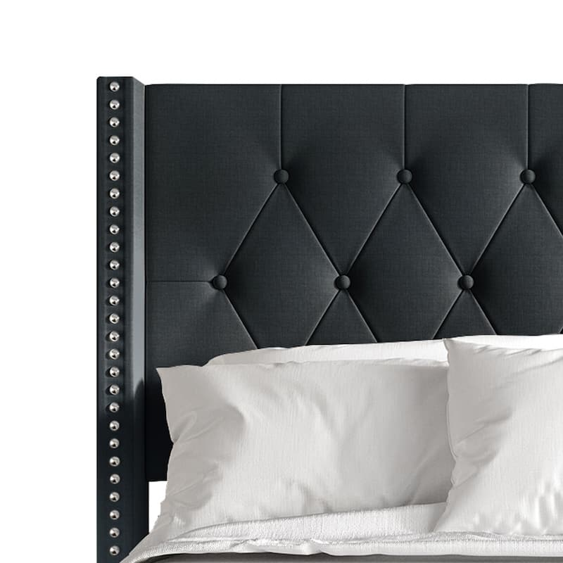 CraftPorch Glam Button Tufted Wingback Upholstered Bed