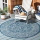 preview thumbnail 83 of 180, SAFAVIEH Courtyard Aquata Indoor/ Outdoor Waterproof Patio Backyard Rug 5'3" Round - Navy/Ivory