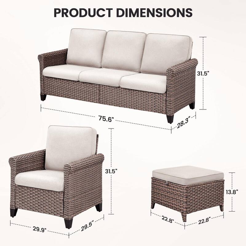 Pocassy Outdoor Sofa Swivel Chairs Patio Chair Funiture Set