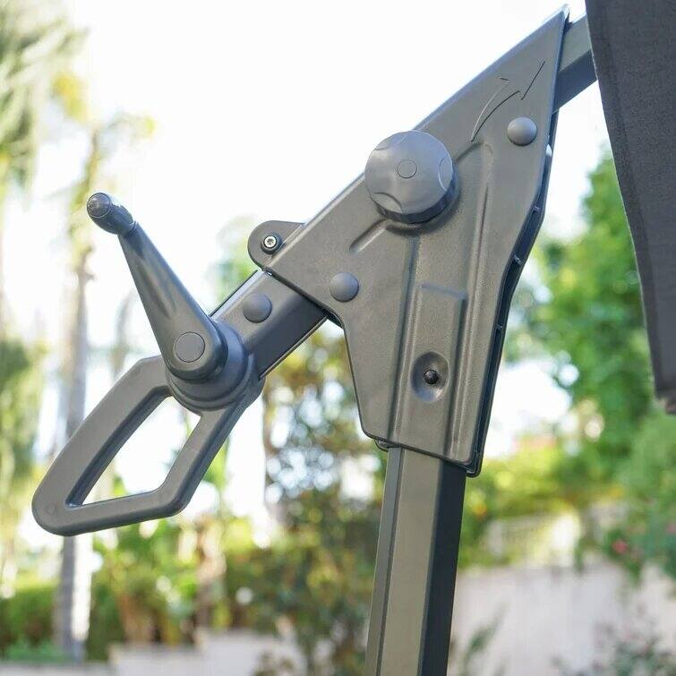 Modern Aluminum Hanging Umbrella with Resin Base, Weather Resistant