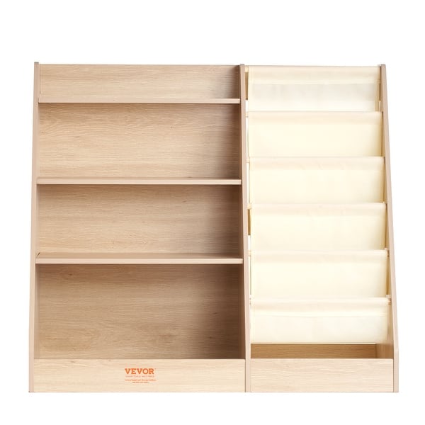 slide 2 of 7, VEVOR 4-Tier Kids Wooden Bookshelf,for Kids Room, Playroom, Kindergarten, Nursery Yellow