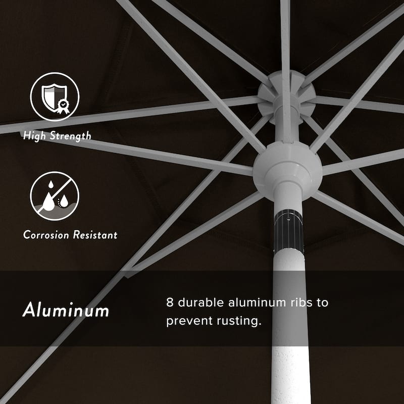 California Umbrella 9' Rd Golden State Series Patio Umbrella White Aluminum Frame Crank Lift Collar Tilt Sunbrella