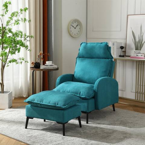 Adjustable Back Recliner with Footstool and Storage and Pillows Included, for Family Living Room Etc