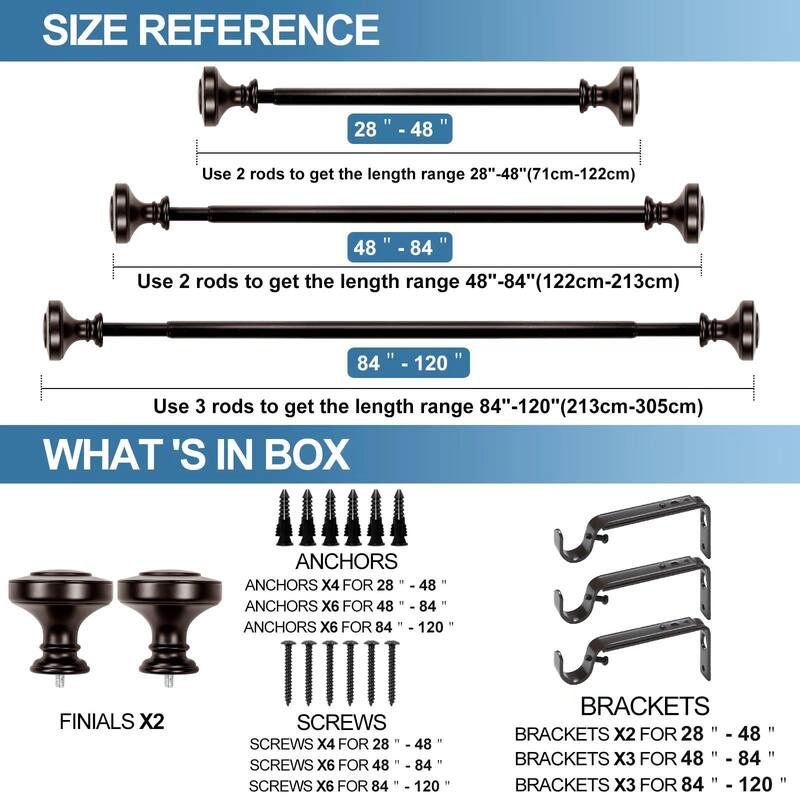 1-inch Diameter Semplice Adjustable Single Drapery Curtain Rod