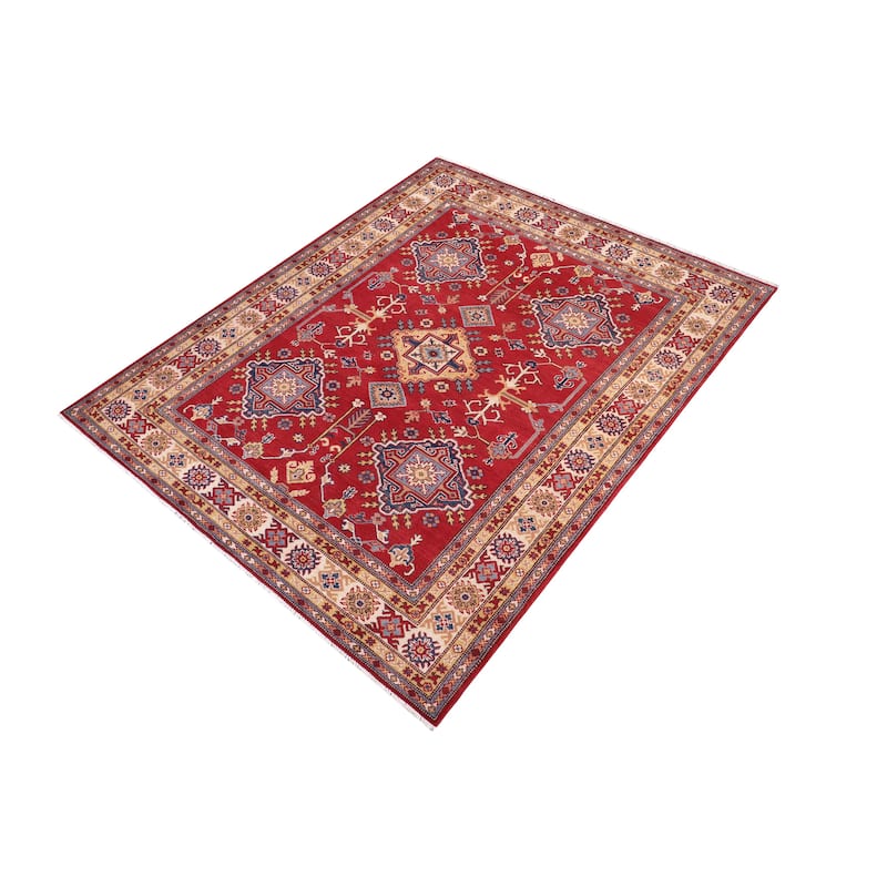 Bohemian Kazak Gavin Red/Beige Wool Rug - 5'8'' x 7'9''