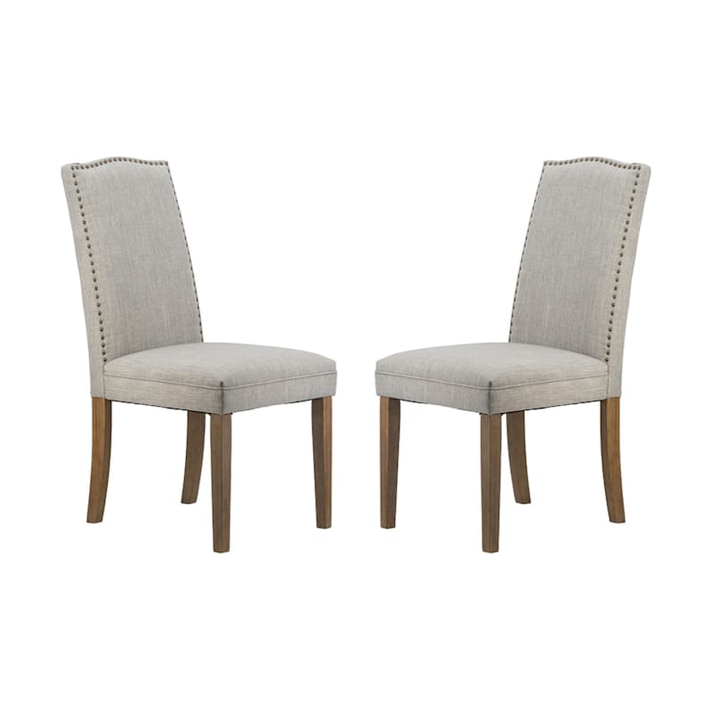 Arched Back With Nail Head Wooden Dining Chairs 39.5" Gray Brown 2Ct
