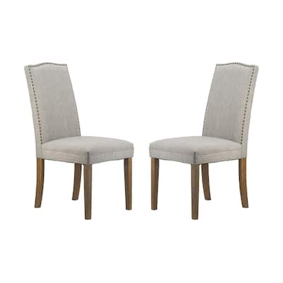 Arched Back With Nail Head Wooden Dining Chairs 39.5" Gray Brown 2Ct