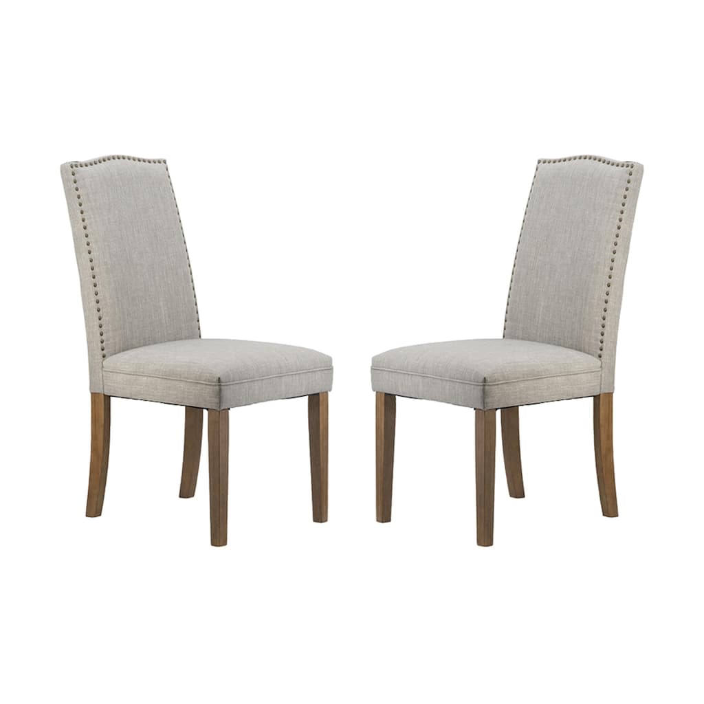 Arched Back With Nail Head Wooden Dining Chairs 39.5" Gray Brown 2Ct