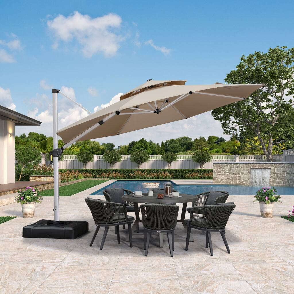 PURPLE LEAF 13ft Round Outdoor Cantilever Patio Umbrella Classic