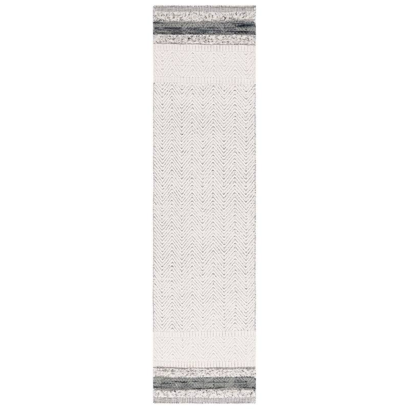 Martha Stewart by SAFAVIEH Handmade Hilkeline Wool Rug - 2'3" x 9' Runner - Ivory/Grey