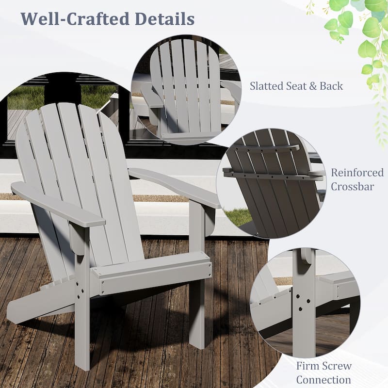 Gymax 2PCS Patio Adirondack Chair w/ Inclined Seat High Backrest &