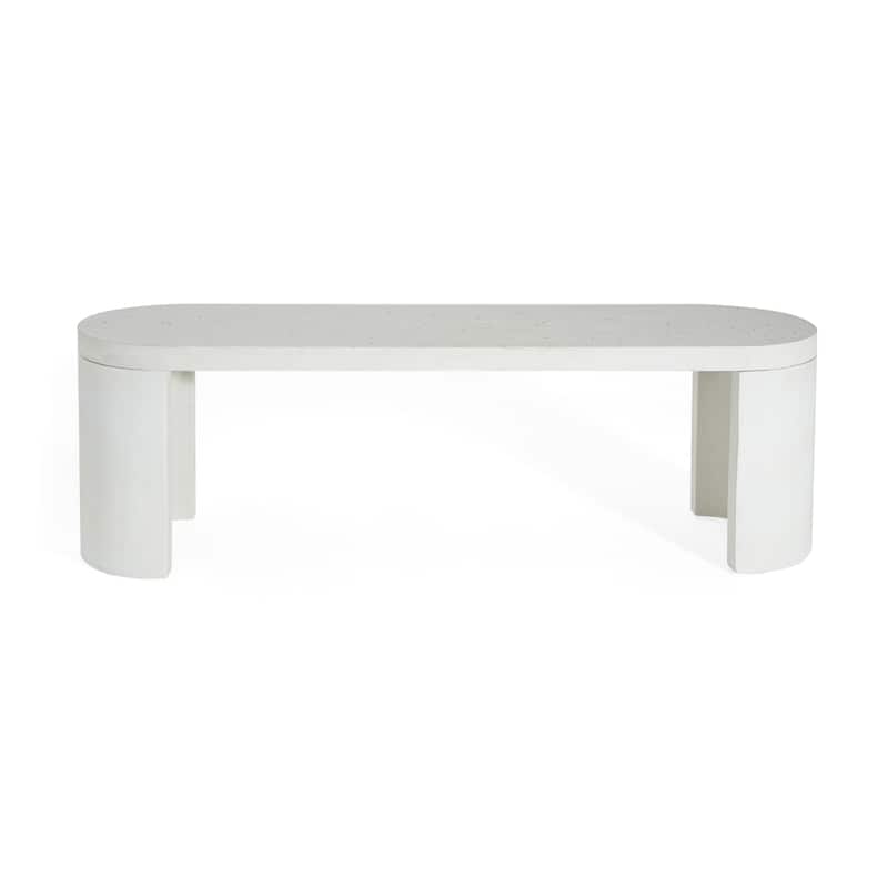 Christopher Knight Home - Vireo Terrazzo White Concrete Patio Dining Table with Bench
