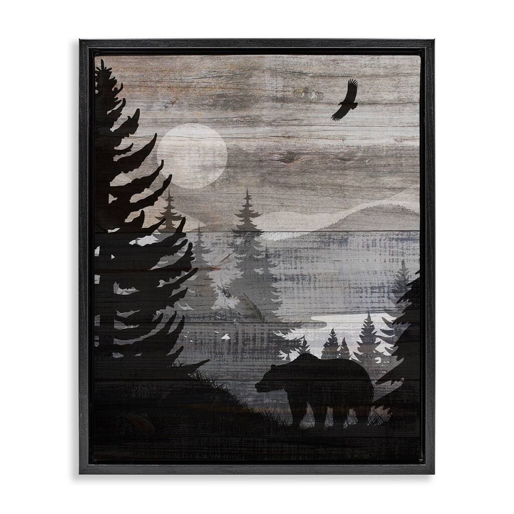 Stupell Rustic Woodland Evening Framed Floater Canvas Wall Art Design By Susan Arnot