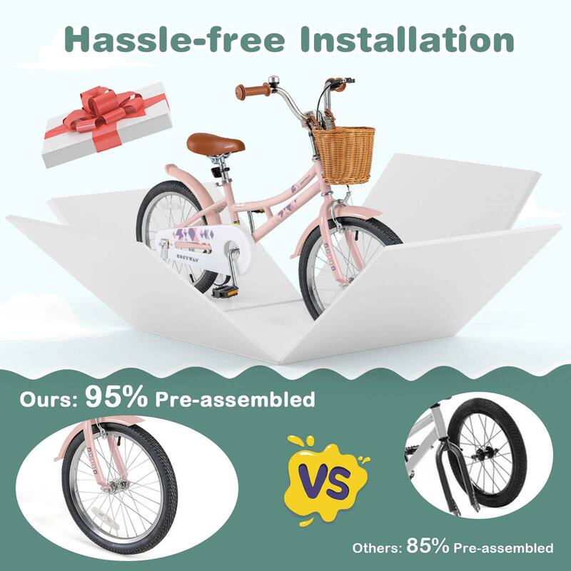 Costway 12"/14"/16"/18" Kids Bike with Height Adjustable Handlebar - See Details