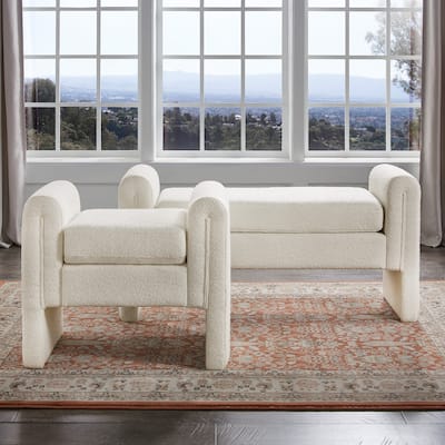 Oyala Ivory White Boucle Bench by iNSPIRE Q Modern