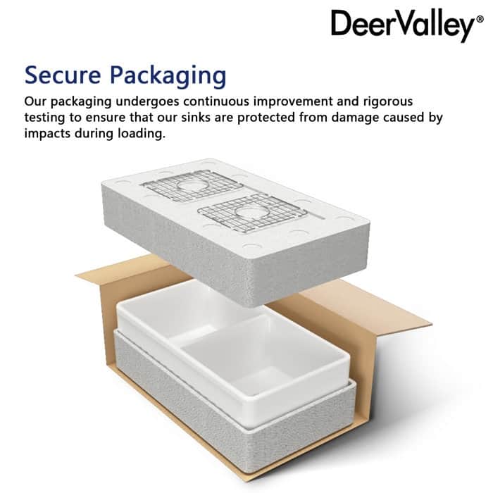 DeerValley 33"L X 20"W Double Bowl Workstation Farmhouse Kitchen Sink With Cutting Board And Dish-Drying Rack