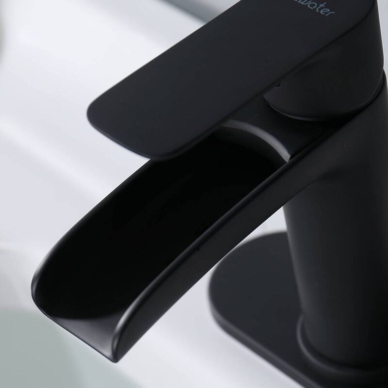 Waterfall Matte Black Bathroom Sink Faucet, Single Hole or 3 Holes faucet for sink
