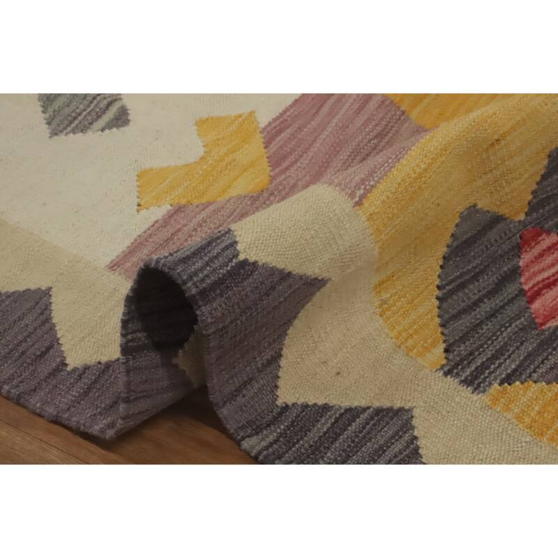 Hand Woven Southwestern Wool Multi-Colored Geometric Area Rug - 12' 11'' X 9' 6''
