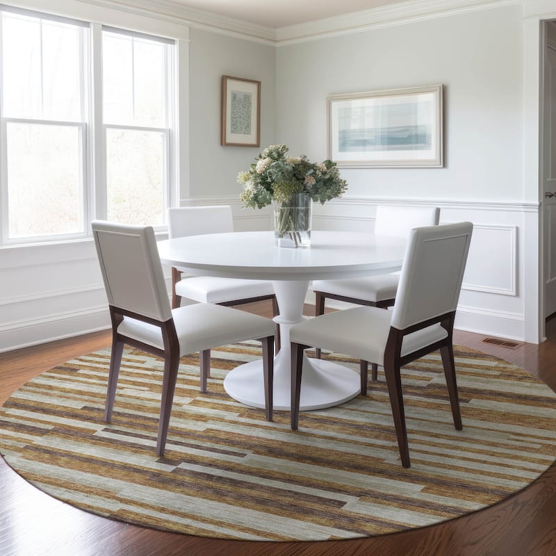 Machine Washable Indoor/ Outdoor Chantille Modern Stripes Rug