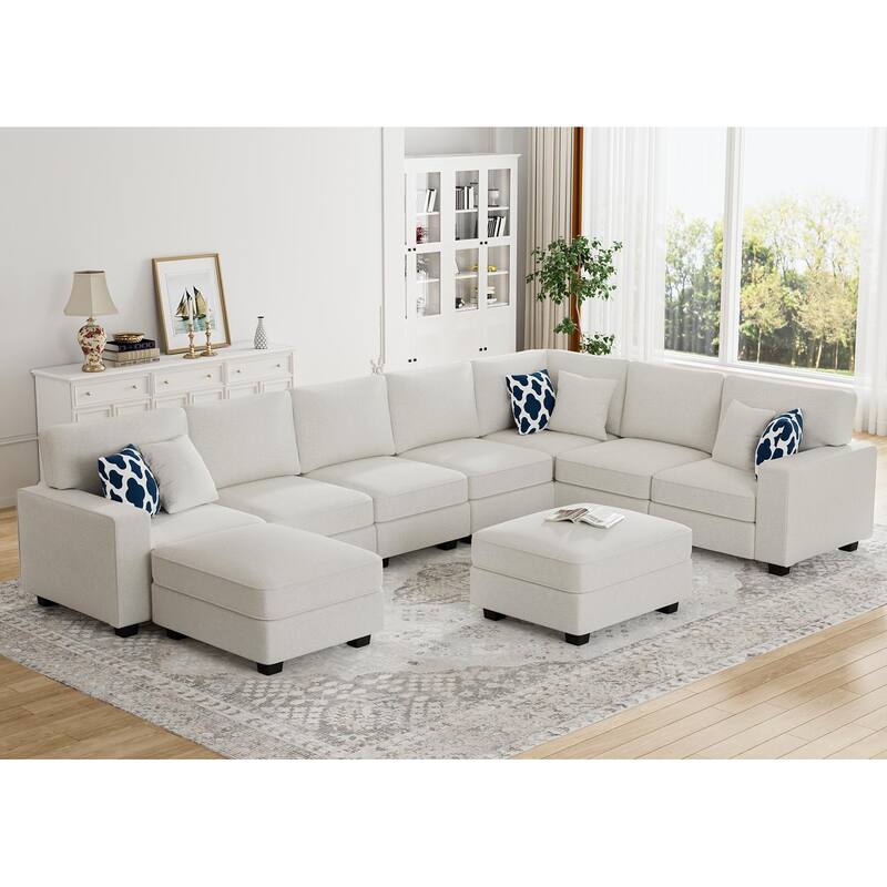 9 Piece Modular Flexible Combination Sectional - Cream