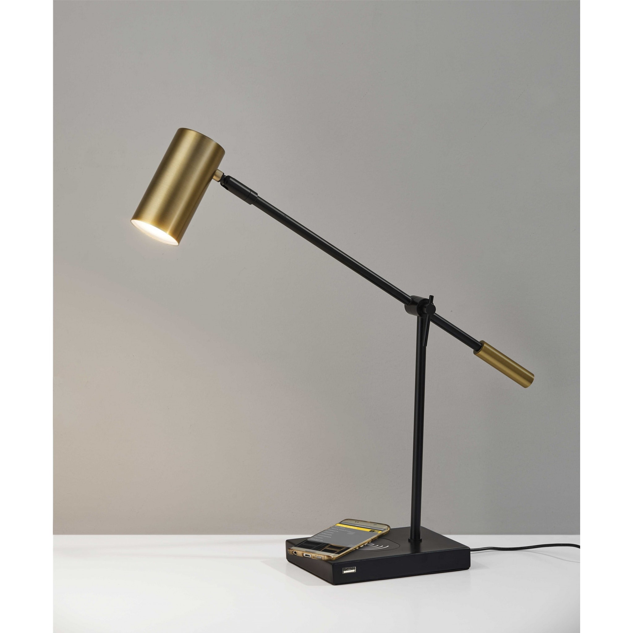 Tech Savvy Black Metal Led Charging Desk Lamp