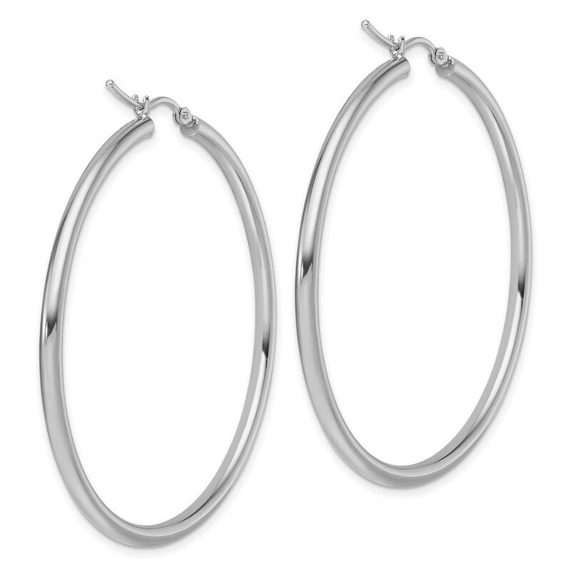 Curata 14k White Gold Polished Lightweight Tube Hoop Earrings - 53x53mm